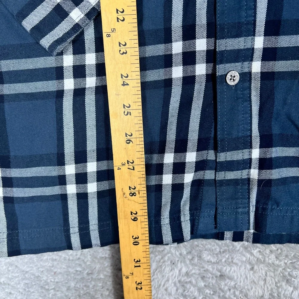 ATG Wrangler Mens 2XL Blue Plaid Flannel Shirt Elbow Patches Outdoor Utility